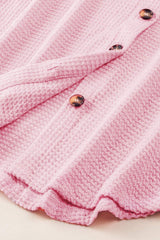 Waffle-Knit Collared Neck Long Sleeve Shirt - Trendsi - Flyclothing LLC