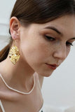 Brass Cutout Leaf Shape Earrings - Trendsi