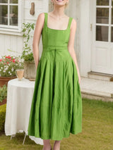 Square Neck Sleeveless Midi Swing Dress - Trendsi - Flyclothing LLC