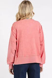Mittoshop Side Slit Exposed Seam Round Neck Sweatshirt - Trendsi