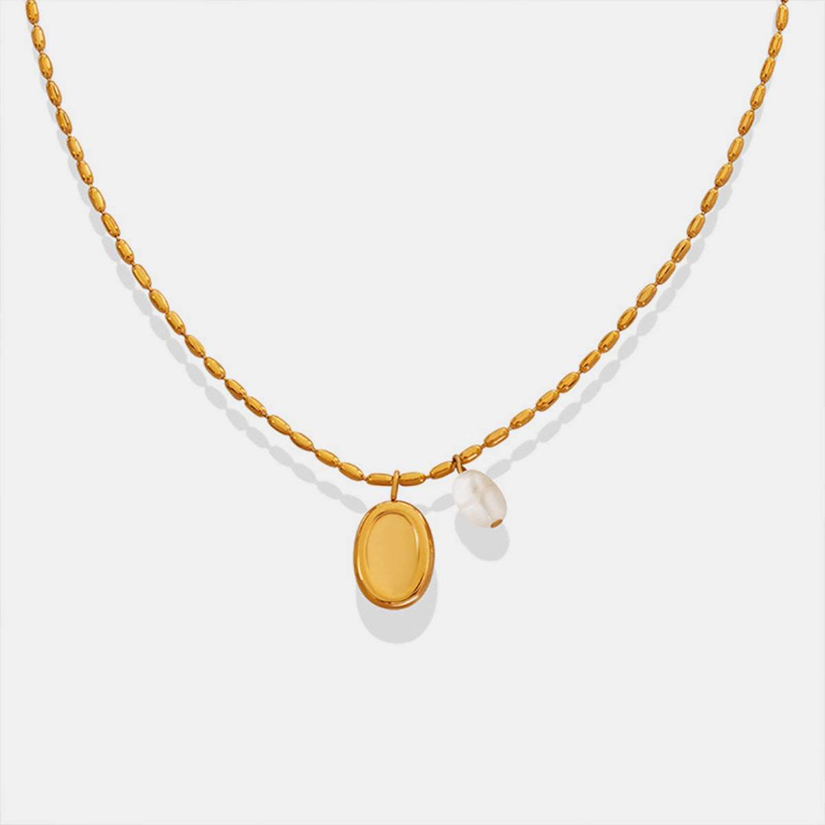 Titanium Steel Freshwater Pearl Pendant Necklace - Trendsi - Flyclothing LLC