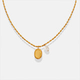 Titanium Steel Freshwater Pearl Pendant Necklace - Trendsi - Flyclothing LLC