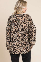 Culture Code Leopard Faux Fur Round Neck Top - Trendsi