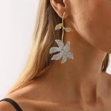 Rhinestone Flower Dangle Earrings - Trendsi - Flyclothing LLC