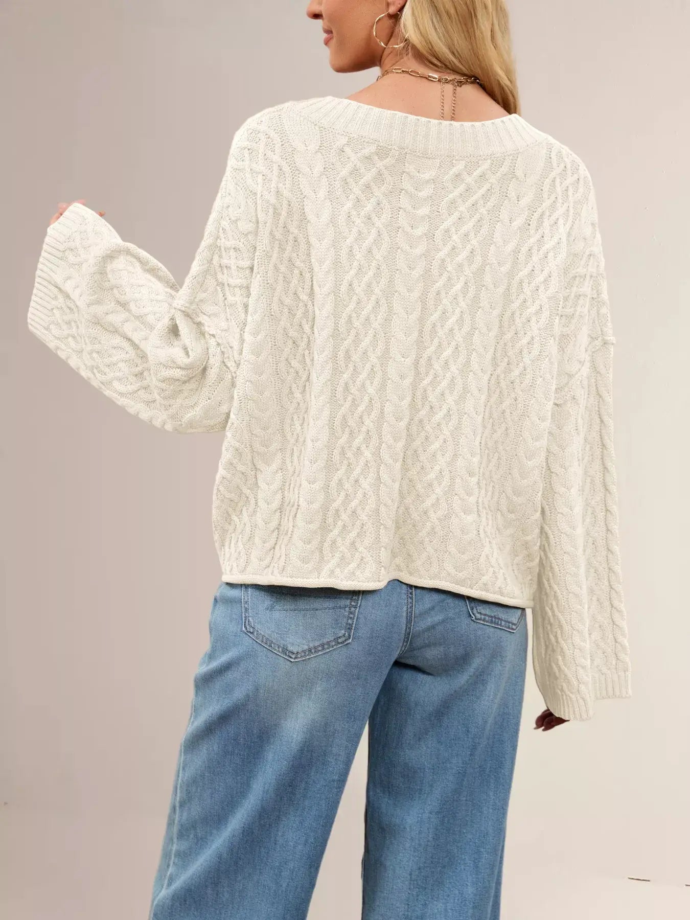 Cable Knit Button-Down Cardigan - Trendsi - Flyclothing LLC
