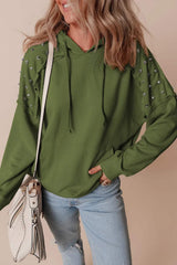 Rivet Drawstring Long Sleeve Hoodie - Trendsi - Flyclothing LLC
