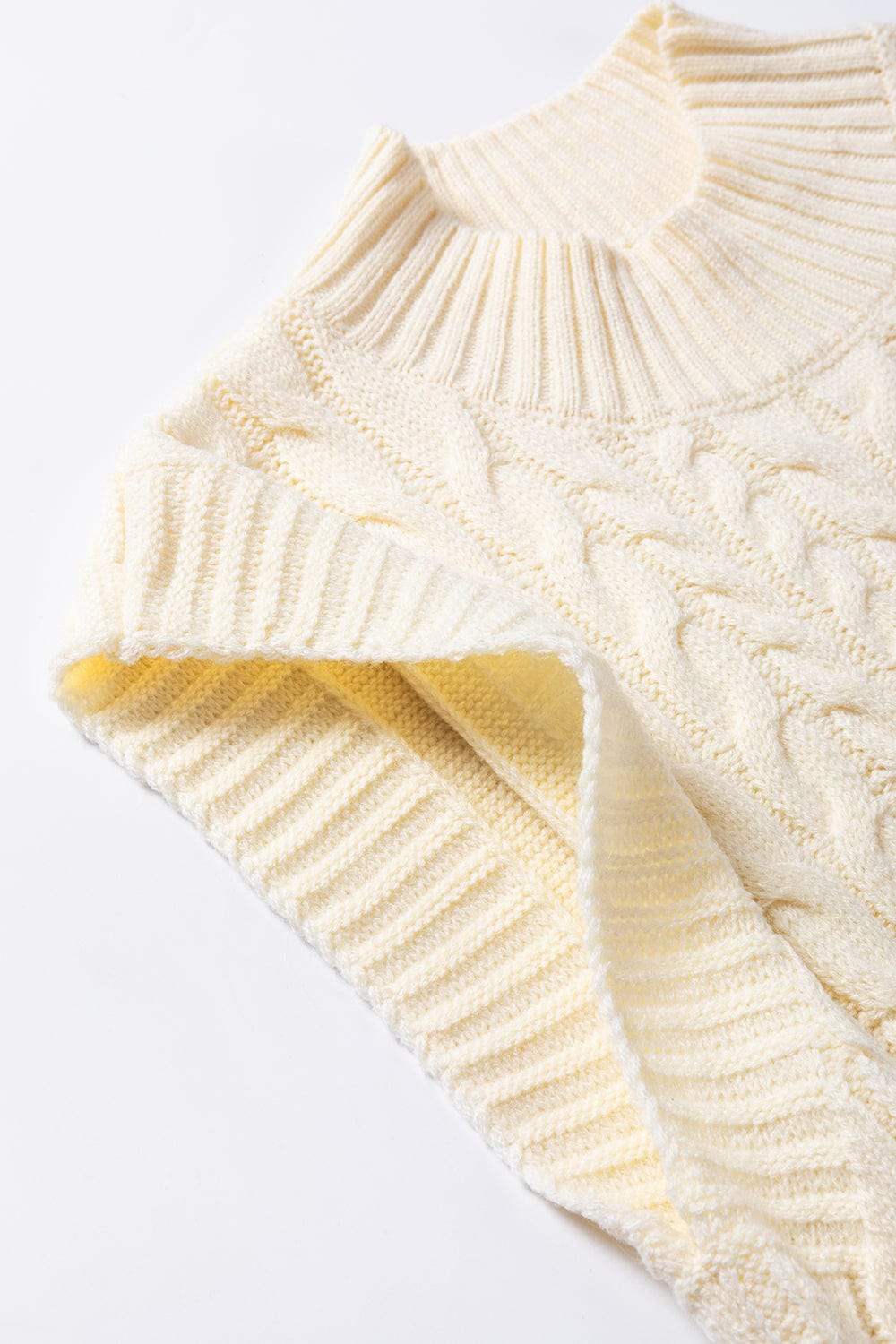 Cable Knit Turtleneck Sweater Vest - Trendsi - Flyclothing LLC