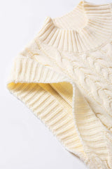 Cable Knit Turtleneck Sweater Vest - Trendsi - Flyclothing LLC