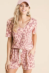 BiBi Leopard Shorts with Twill Tape Drawstring - Trendsi - Flyclothing LLC