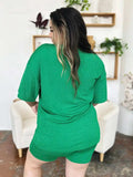 Double Take Full Size Texture Round Neck Drop Shoulder T-Shirt and Shorts Set - Trendsi - Flyclothing LLC