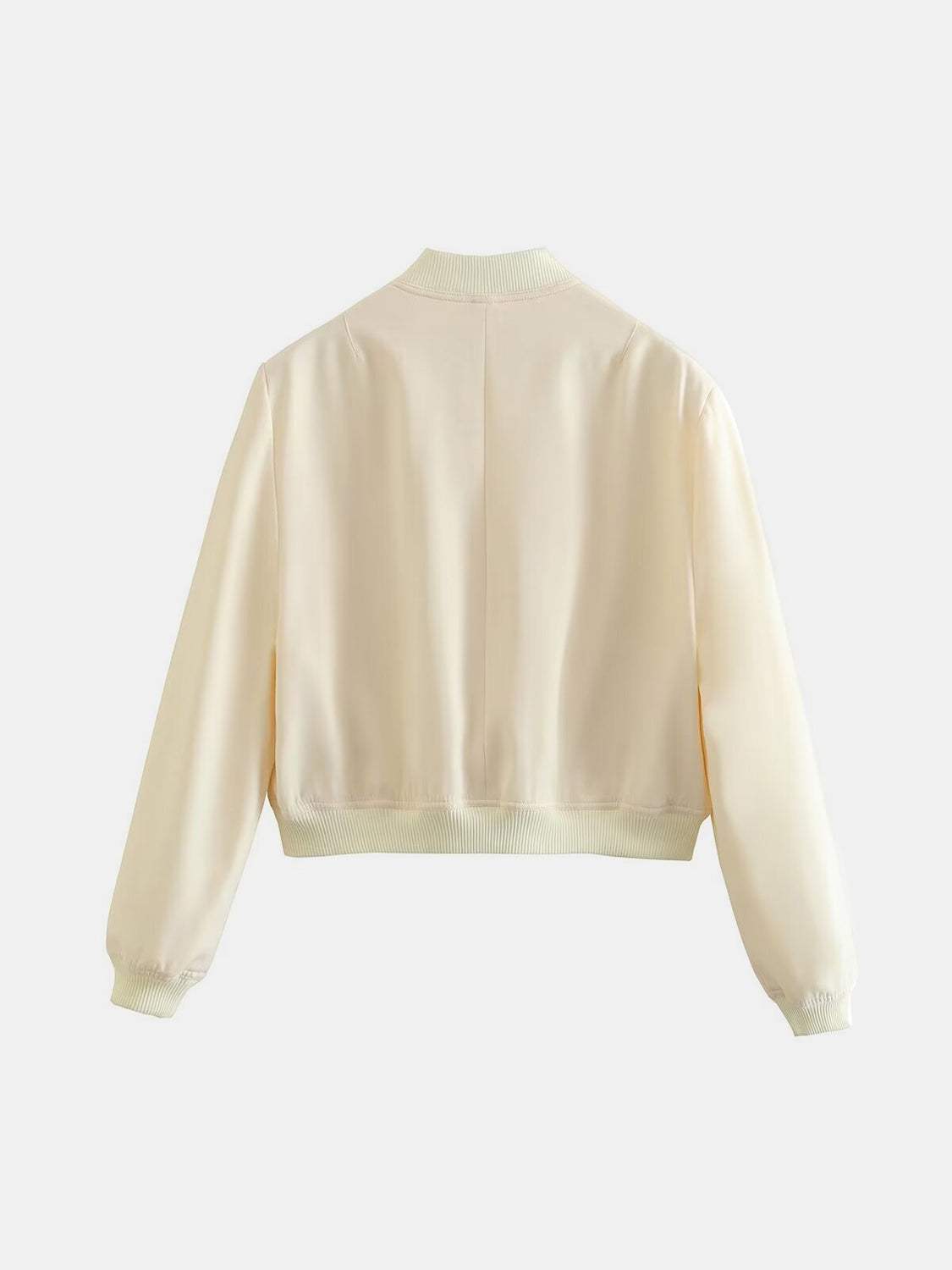 Pocketed Snap Down Baseball Collar Jacket - Trendsi - Flyclothing LLC