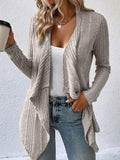 Open Front Long Sleeve Cardigan - Trendsi