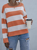 Striped Casual Long Sleeve Knit Top - Trendsi - Flyclothing LLC