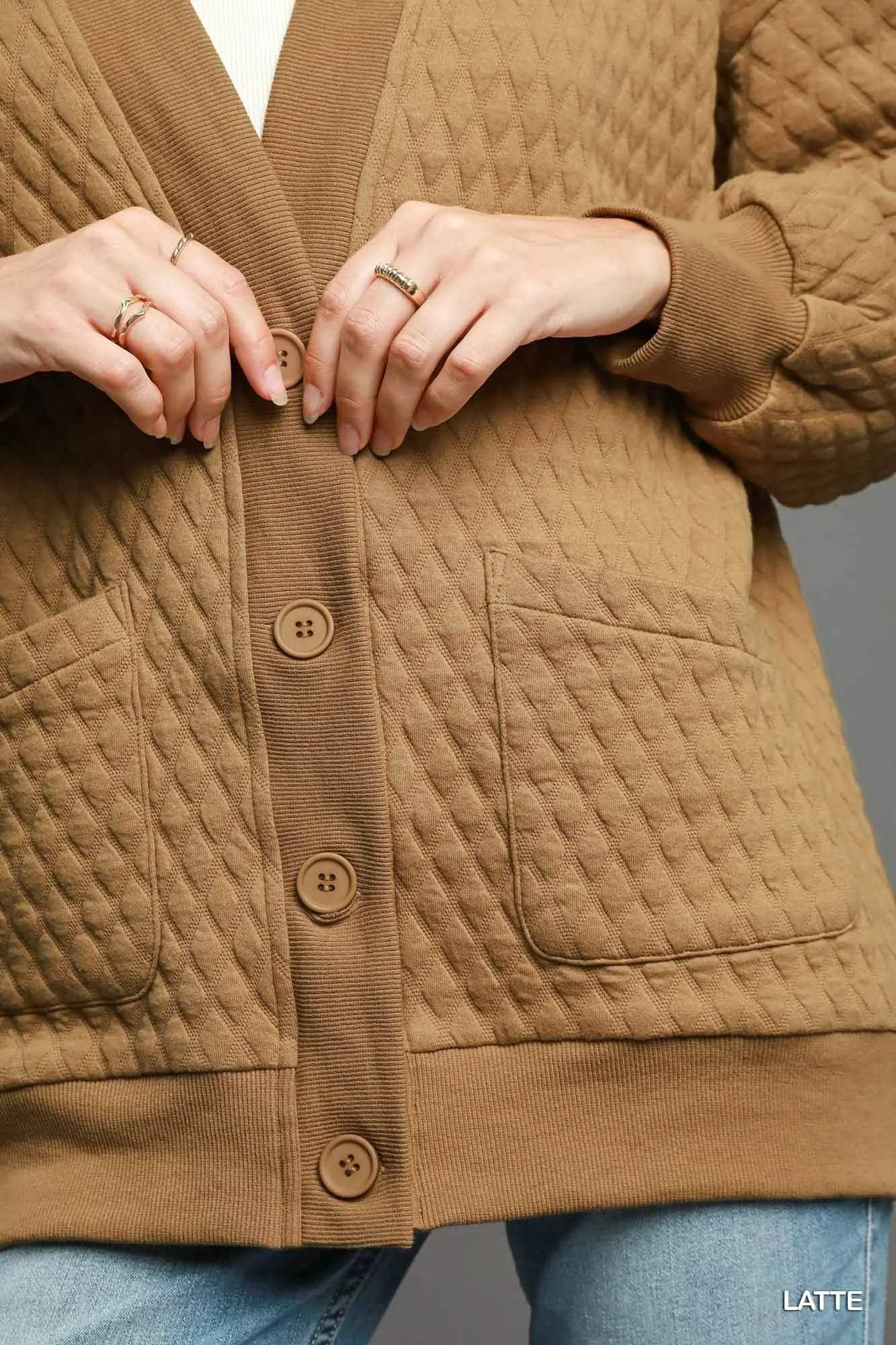 Umgee Button-Up Jacquard Cardigan - Trendsi - Flyclothing LLC