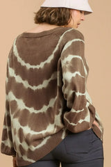 Umgee Full Size Ribbed Hem Tie Dye Round Neck Sweater Plus Size - Trendsi - Flyclothing LLC