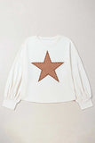 Plus Size Studded Star Round Neck Long Sleeve Blouse - Trendsi - Flyclothing LLC