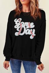 Letter Graphic Round Neck Long Sleeve Sweatshirt - Trendsi - Flyclothing LLC