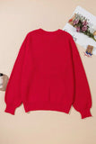 Plus Size Contrast Letter Round Neck Long Sleeve Sweater - Trendsi - Flyclothing LLC