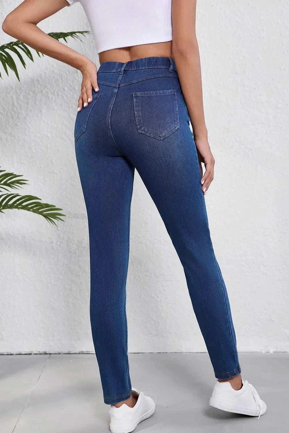 High Waist Skinny Jeans with Pockets - Trendsi - Flyclothing LLC