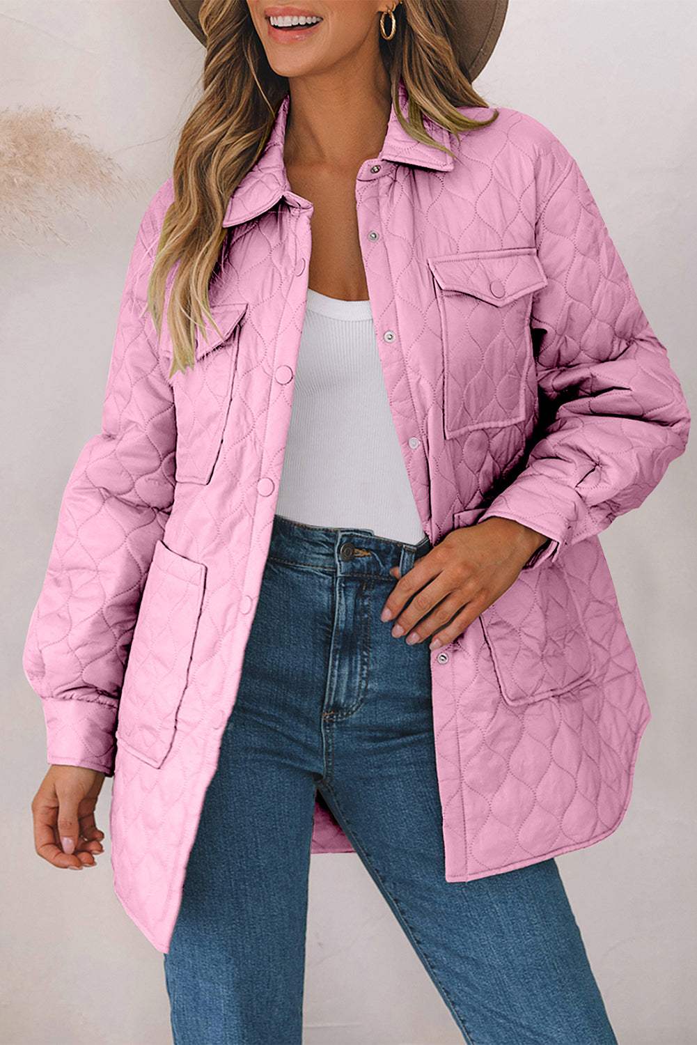 Snap Down Collared Winter Coat - Trendsi - Flyclothing LLC