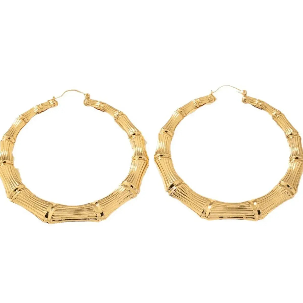 Stainless Steel Textured Hoop Earrings - Trendsi - Flyclothing LLC