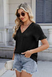 V-Neck Short Sleeve Blouse - Trendsi - Flyclothing LLC