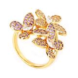 18K Gold-Plated Copper Rhinestone Zircon Flower Ring - Trendsi - Flyclothing LLC