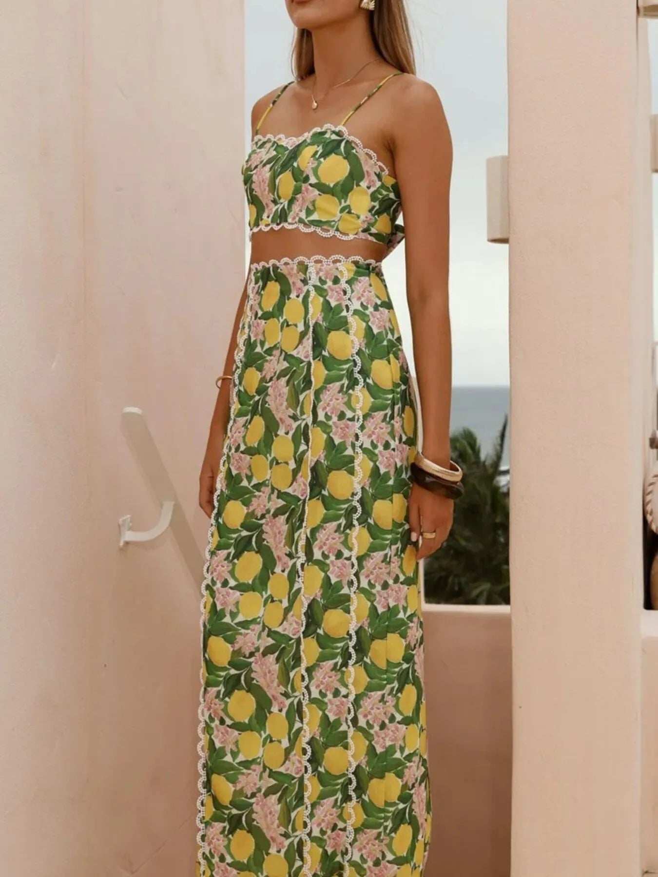 Printed Cami and Maxi Skirt Set - Trendsi - Flyclothing LLC