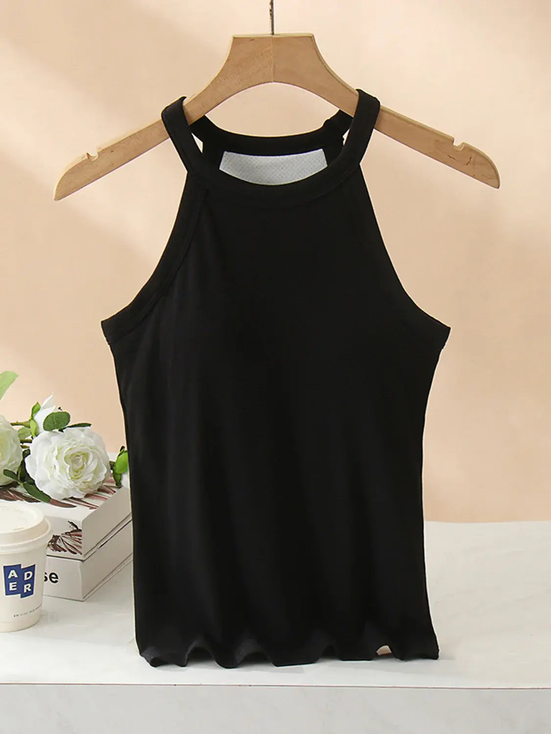 Grecian Neck Tank With Chest Pads - Trendsi - Flyclothing LLC
