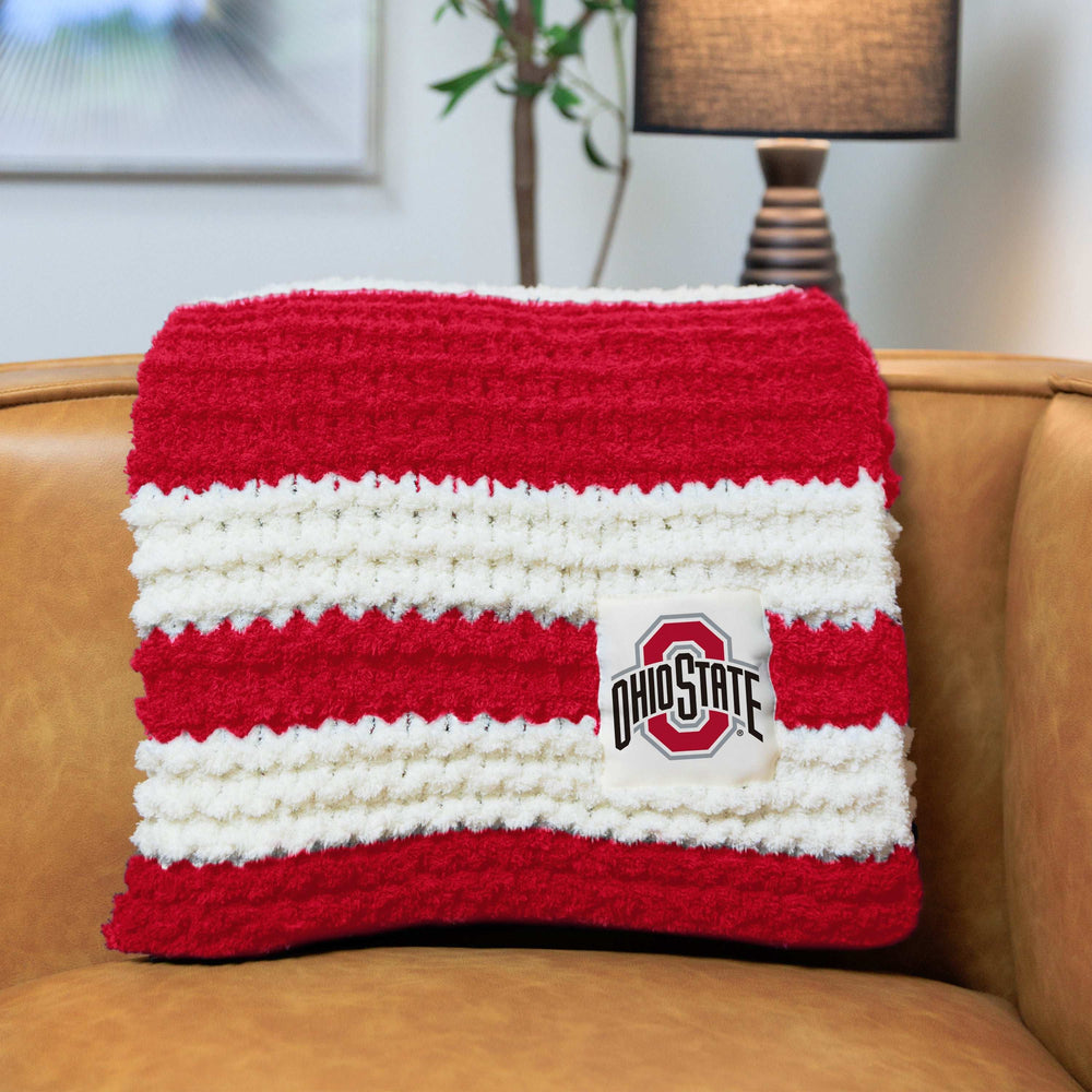 Ohio State Cable Knit Throw 50x60 - Logo Brands - Flyclothing LLC