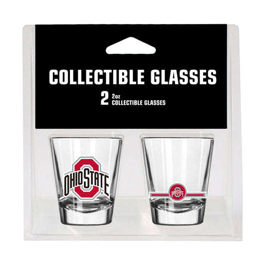 Ohio State Campus Colors 2oz Letterman Shot Glass 2 Pack - Logo Brands - Flyclothing LLC
