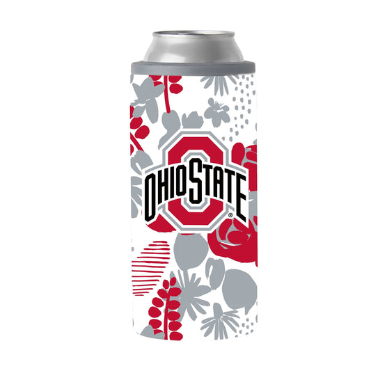 Ohio State 12oz Floral Slim Can Coolie - Logo Brands - Flyclothing LLC