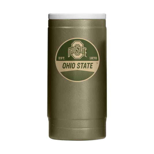Ohio State Badge Powder Coat Slim Can Coolie - Logo Brands - Flyclothing LLC
