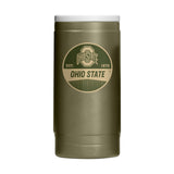 Ohio State  Badge Powder Coat Slim Can Coolie