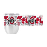 Ohio State 16oz Floral Stainless Curved Beverage
