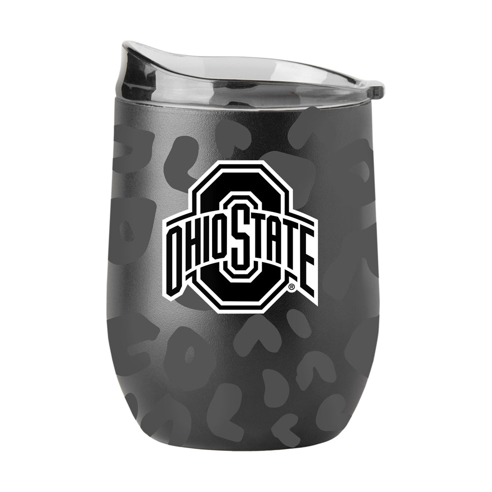Ohio State Leopard 16oz Black Powdercoat Curved Beverage