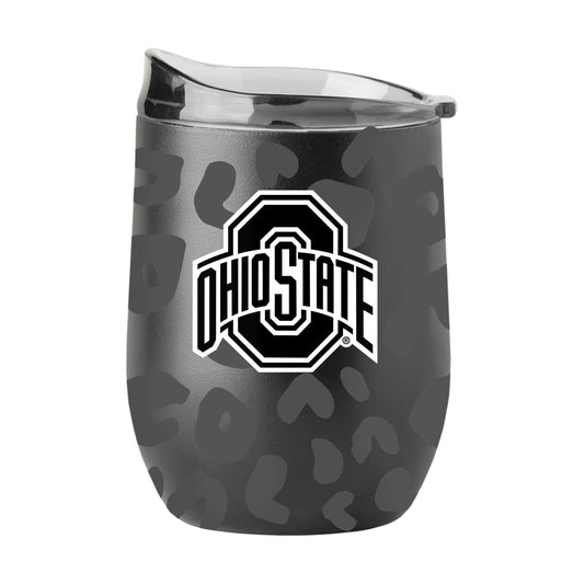 Ohio State Leopard 16oz Black Powdercoat Curved Beverage - Logo Brands - Flyclothing LLC