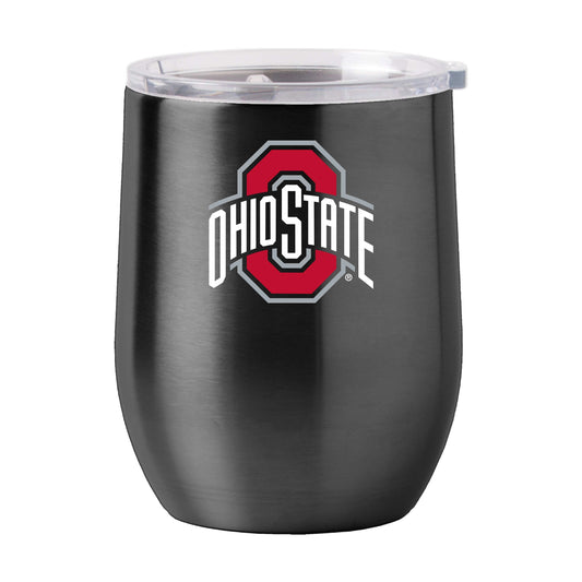 Ohio St 16oz Black Powder Coat Curved Beverage - Logo Brands - Flyclothing LLC