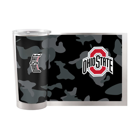 Ohio State 20oz Black Camo Stainless Steel Tumbler - Logo Brands - Flyclothing LLC
