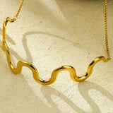 18K Gold-Plated Wave Necklace - Trendsi - Flyclothing LLC