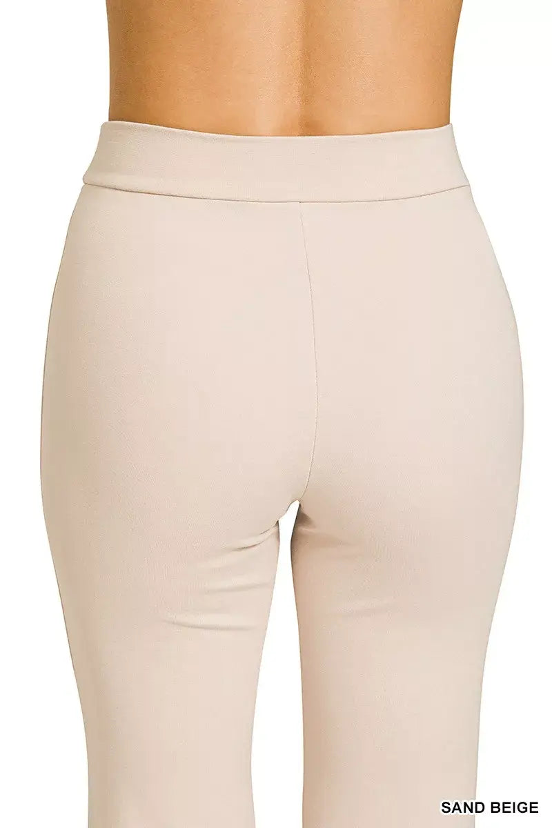 Zenana Heavy Ponte Elastic Waistband Pintuck Pants - Trendsi - Flyclothing LLC