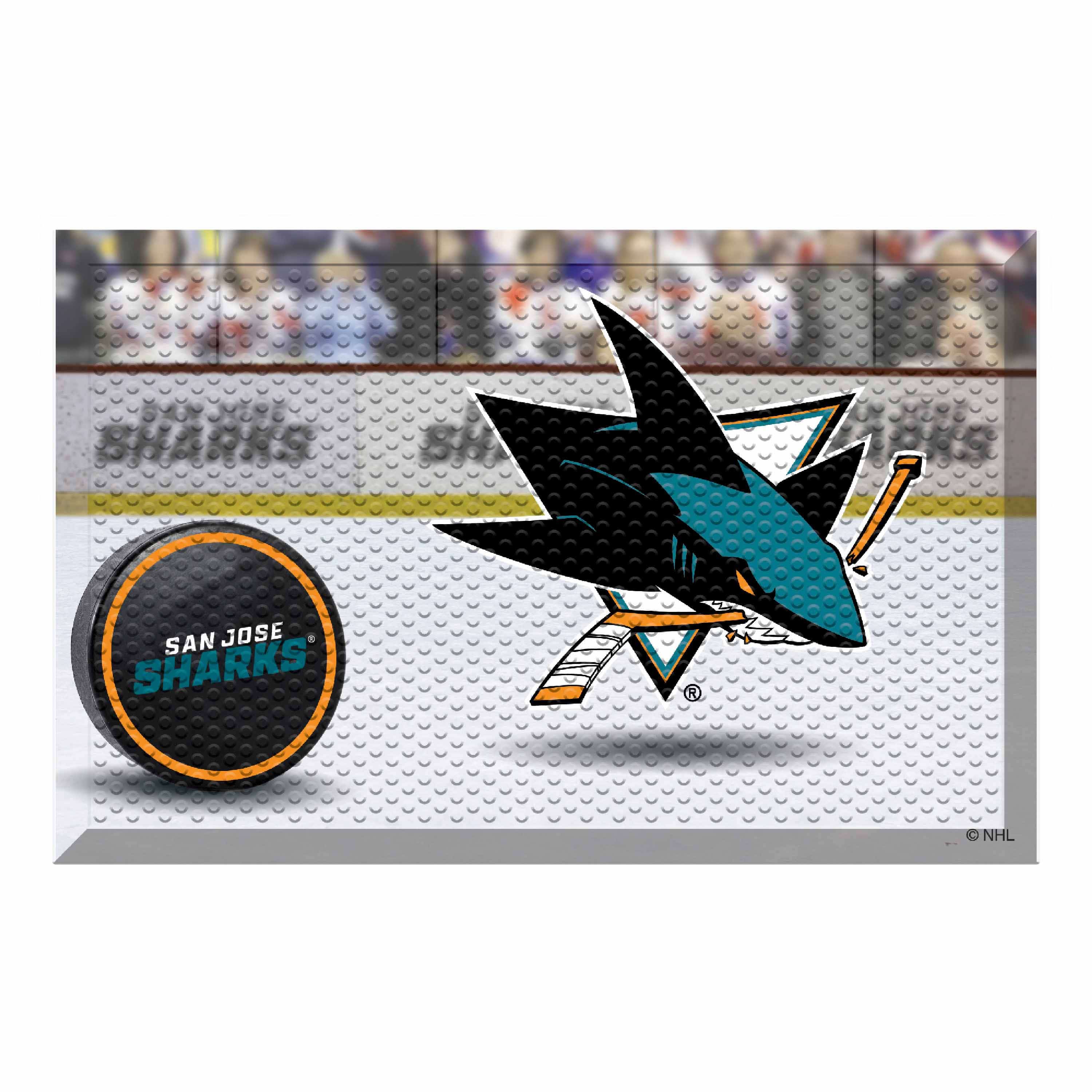San Jose Sharks Rubber Scraper Door Mat - San Jose Sharks