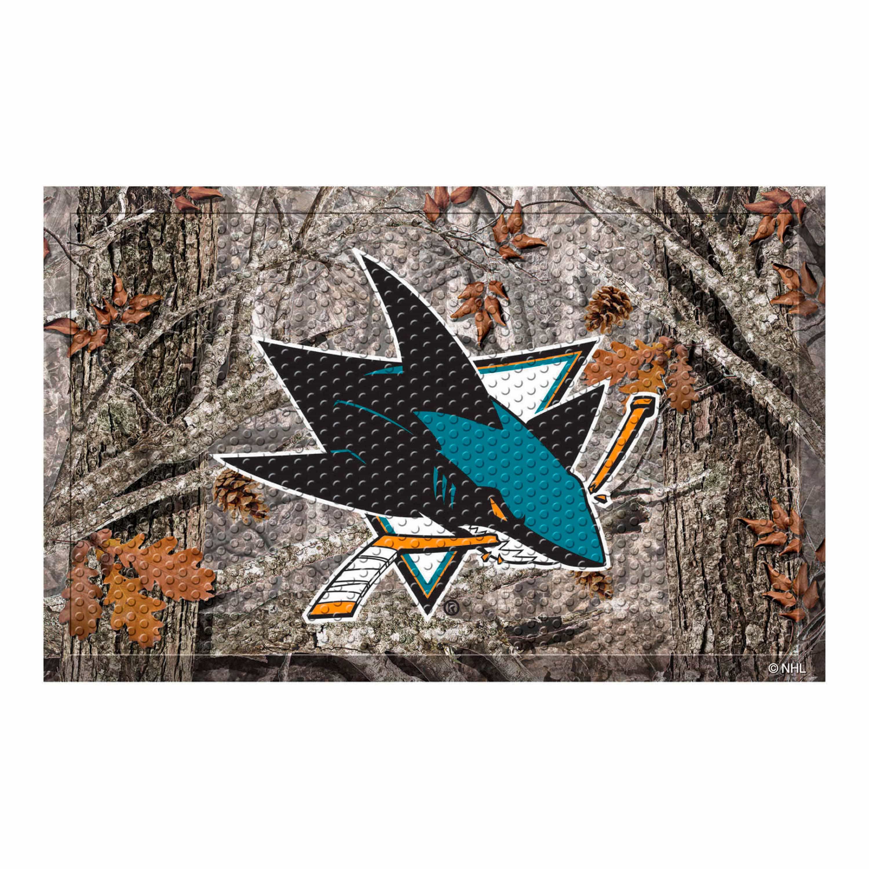 San Jose Sharks Rubber Scraper Door Mat Camo - San Jose Sharks