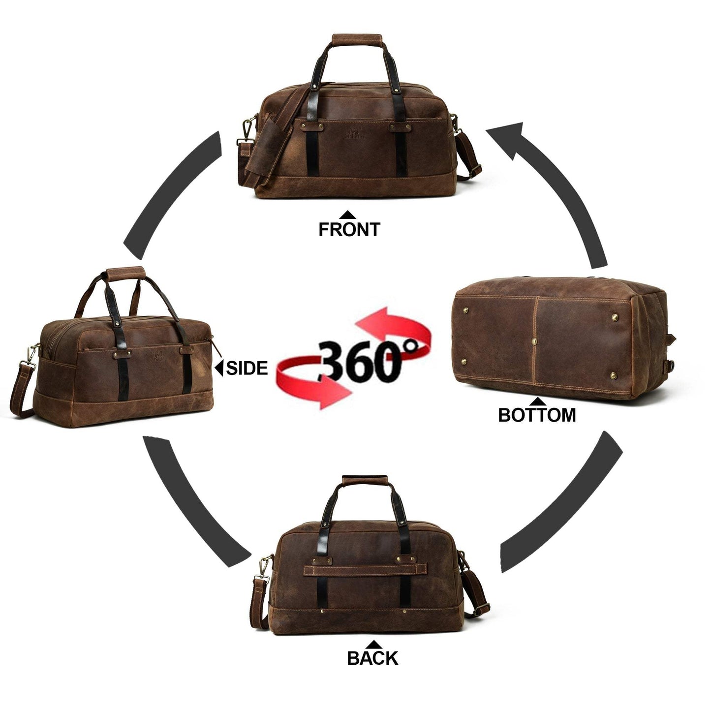 Espresso Elegance Carry on Duffle - Classy Leather Bags - Flyclothing LLC