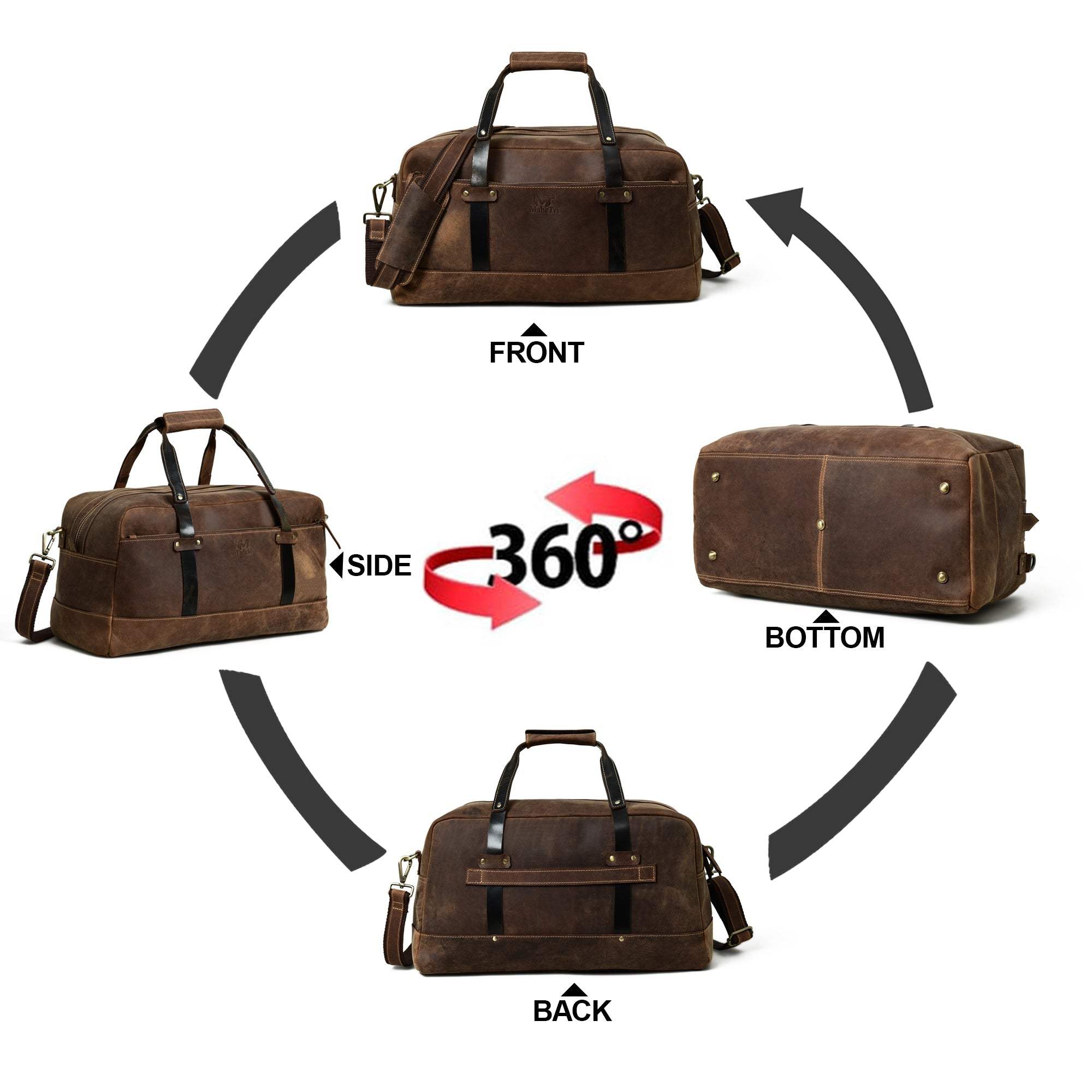 Espresso Elegance Carry on Duffle - Classy Leather Bags - Flyclothing LLC