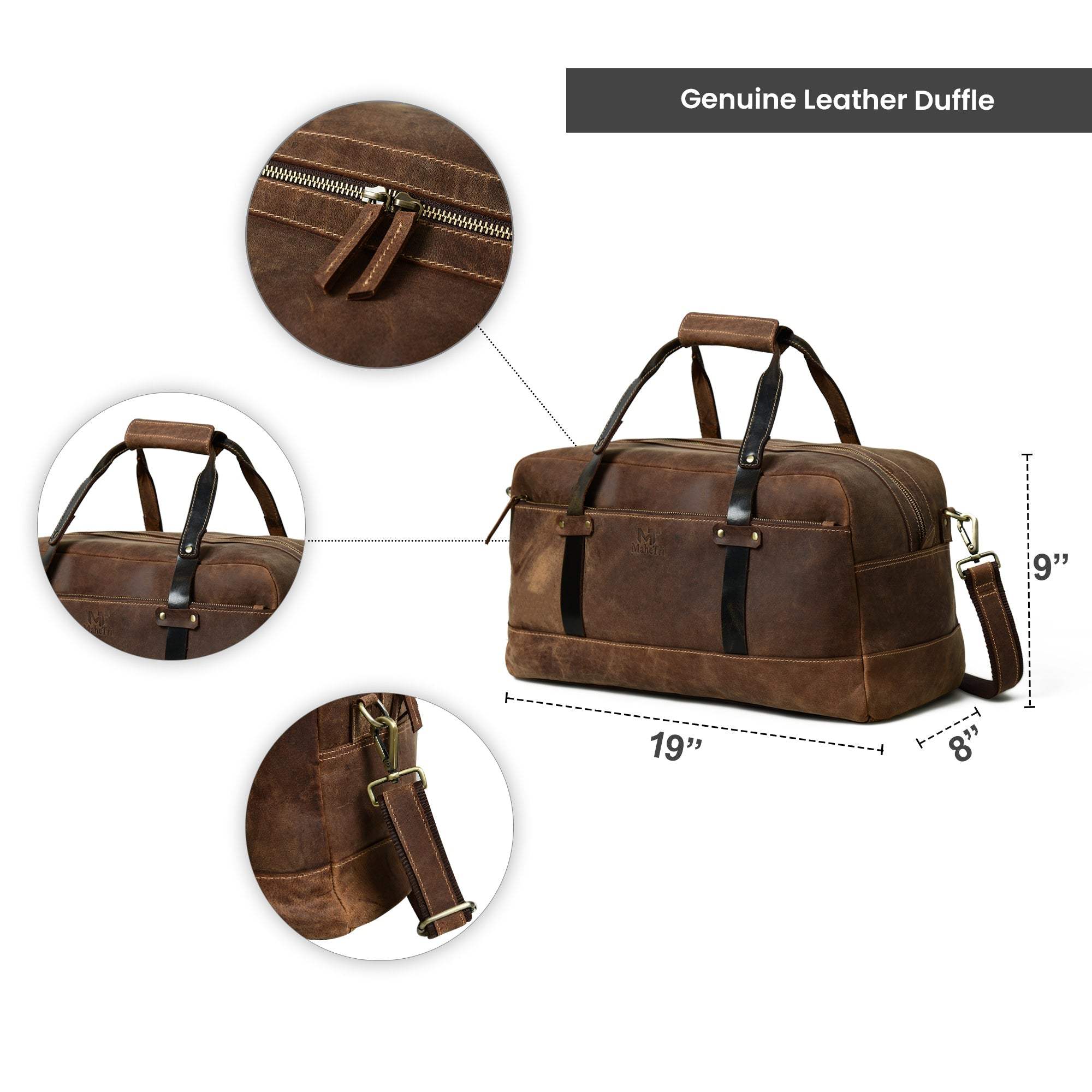 Espresso Elegance Carry on Duffle - Classy Leather Bags - Flyclothing LLC