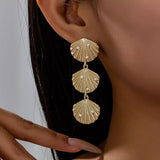 Seashell Dangle Earrings with Pearl Accents - Trendsi - Flyclothing LLC