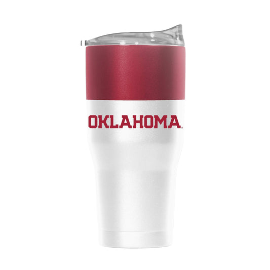 Oklahoma 30oz Colorblock White Powder Coat Tumbler - Logo Brands - Flyclothing LLC