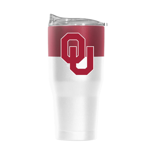 Oklahoma 30oz Colorblock White Powder Coat Tumbler - Logo Brands - Flyclothing LLC
