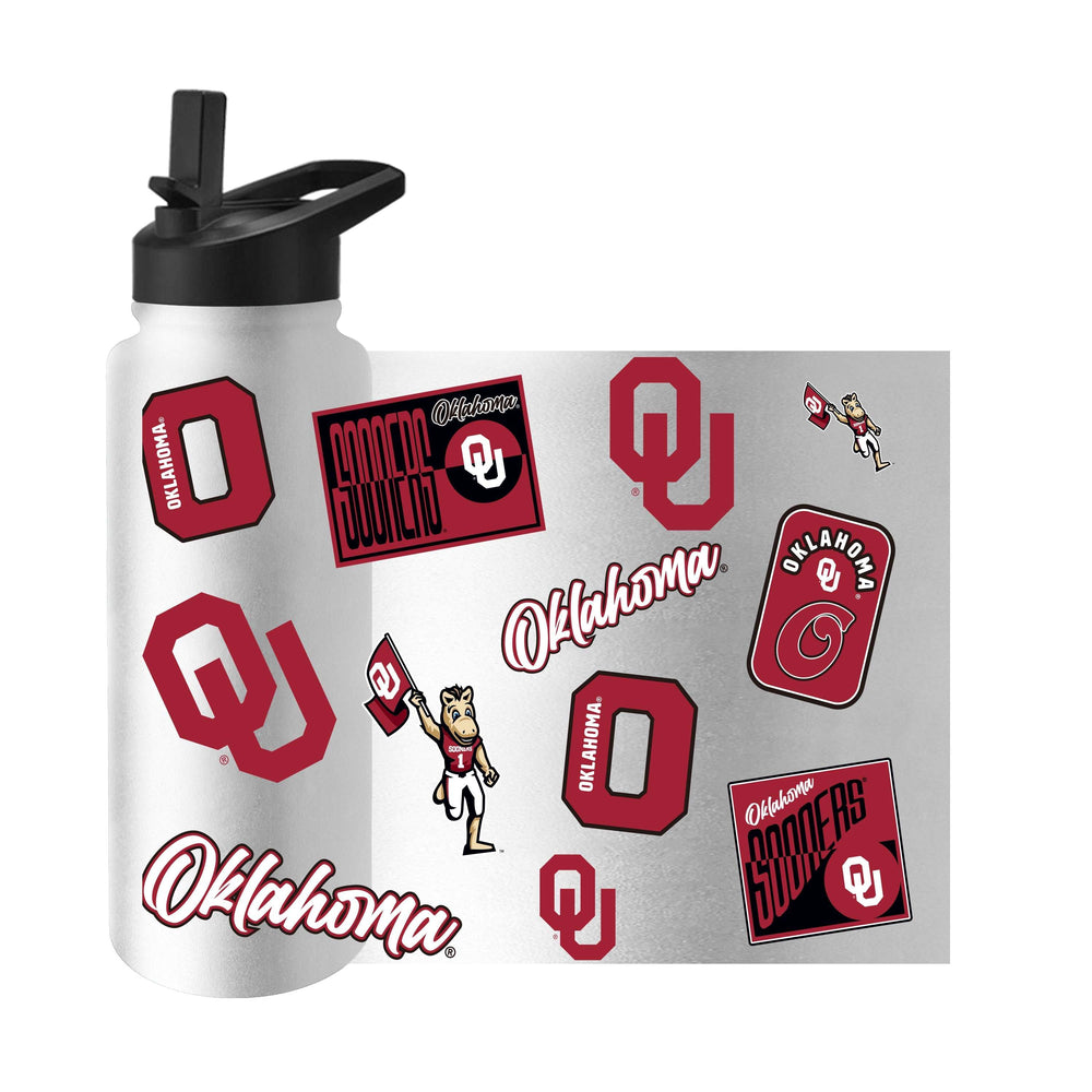 Oklahoma 34oz White Dreamweave Quencher Bottle - Logo Brands - Flyclothing LLC